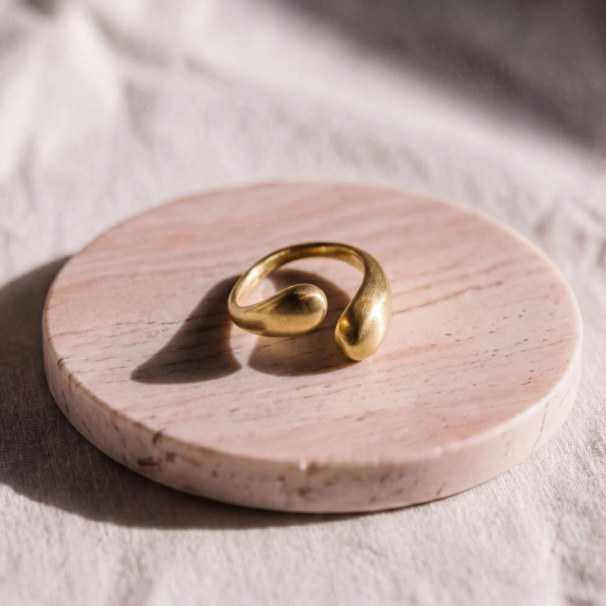 Adjustable Teardrop Wrap Ring | Sana Unisex Open Brass Ring
