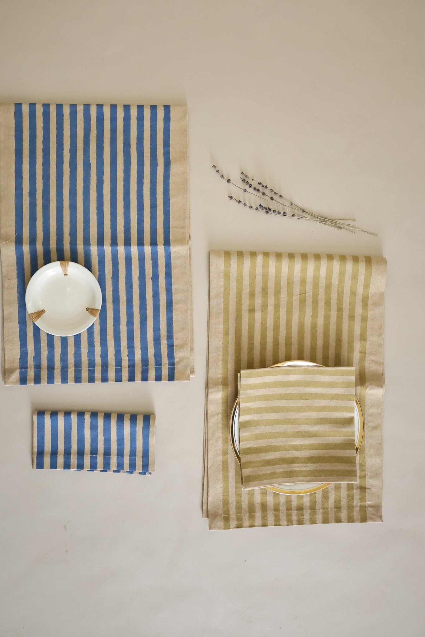 Oh! Stripes (Blue) Block Print Napkins, Set of 4