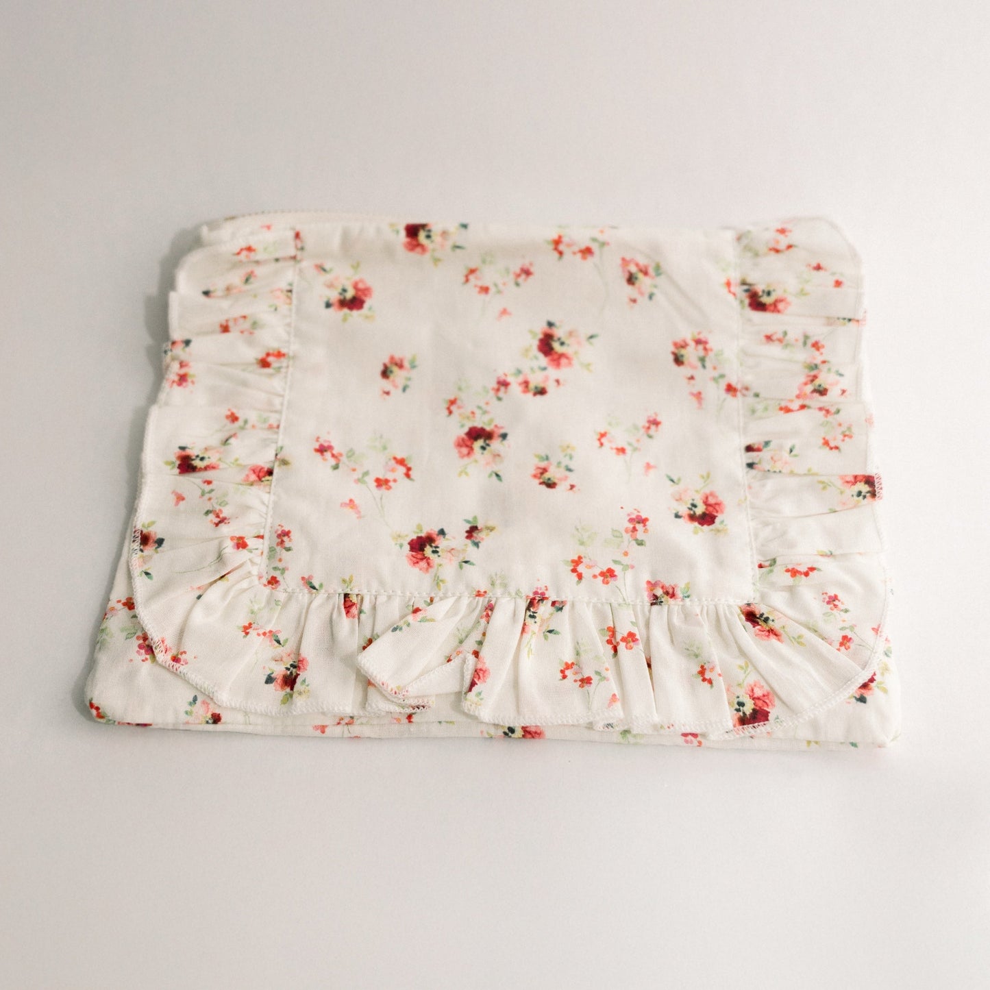 Scarlet Bloom | Timeless Floral Ruffle Zipper Pouch