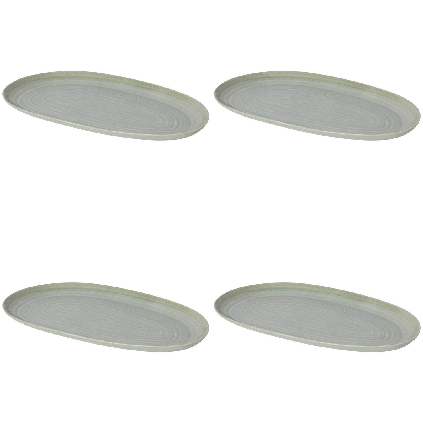 Set of 4 Aquarius Sage Oval Platter 10.5 Inch