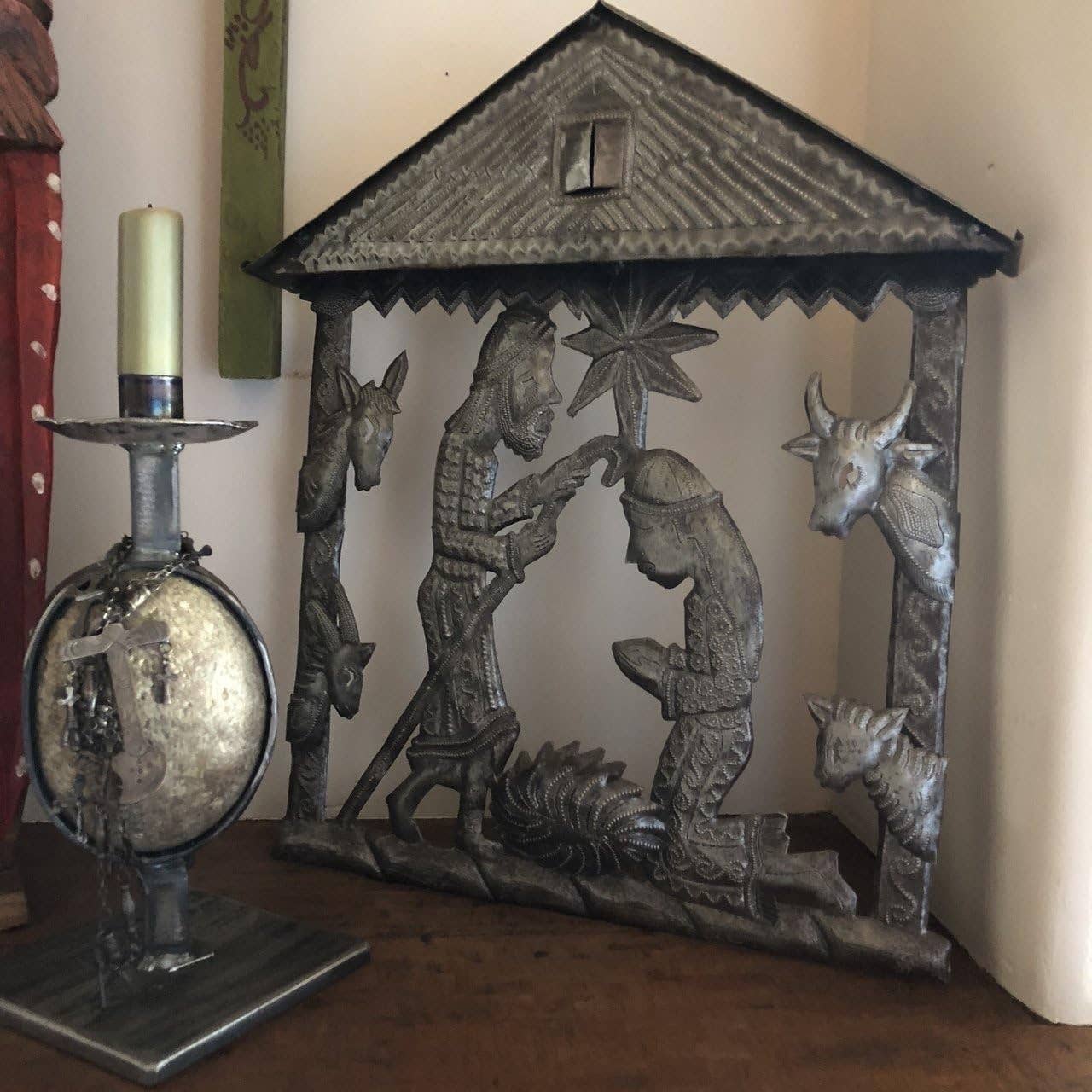 Handmade Haitian Nativity Scene – Holy Family Metal Art