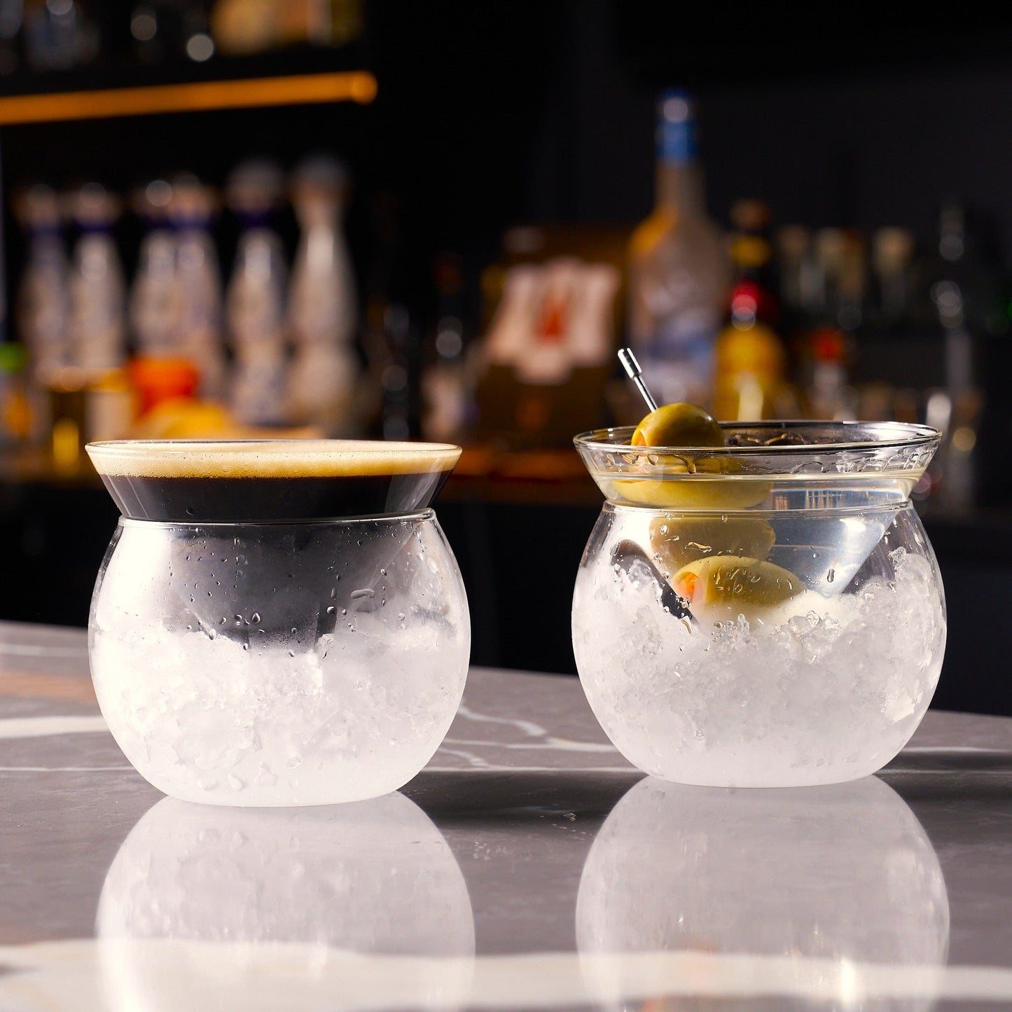 Stemless Martini Glasses With Chiller