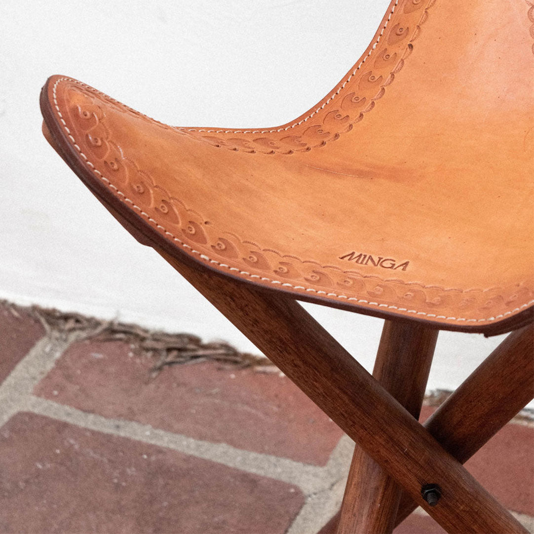 Minga | Leather Stool - Collasable