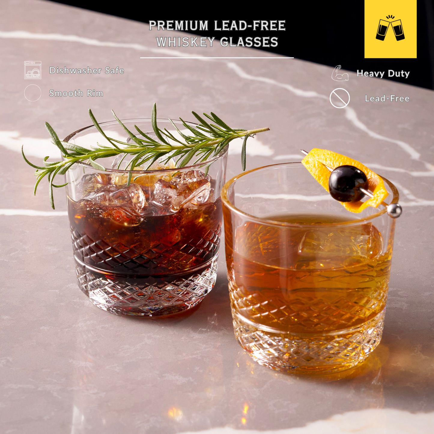 Whiskey Sour Old Fashioned Glasses Tumblers