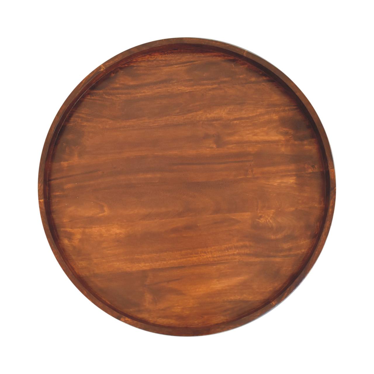 Solid Wood Crescent Coffee Table, Chestnut, Dark Brown