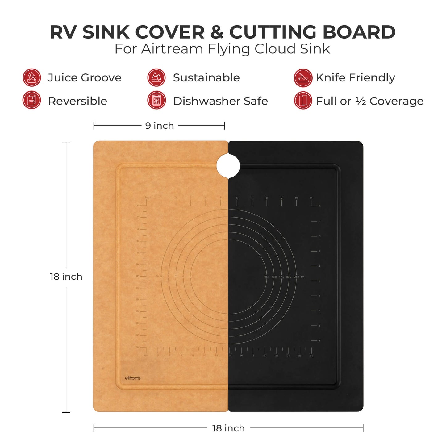 Camper Series Airstream Flying Cloud Multi Functional RV Sink Cover & Cutting Board
