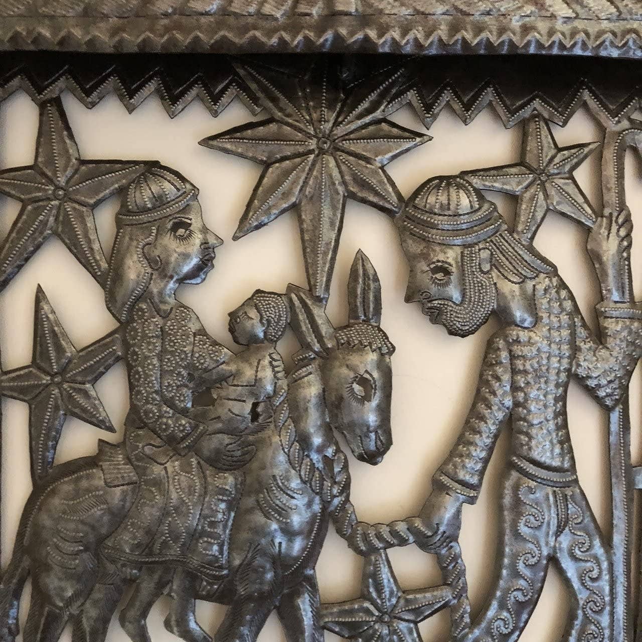 Nativity Flight to Egypt Haitian Recycled Metal Art 12"x14"