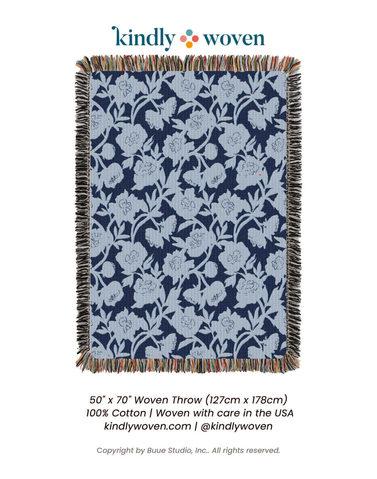 Addy Delft Floral Jacquard Woven Throw Blanket