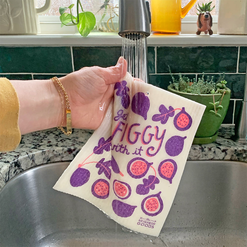 Fig Dish Towel + Sponge Cloth Gift Set