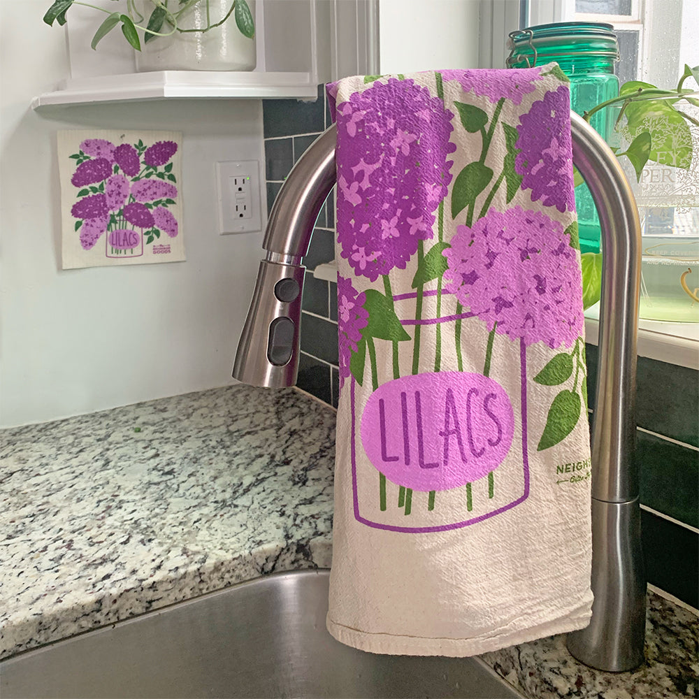 Lilacs Dish Towel + Sponge Cloth Gift Set