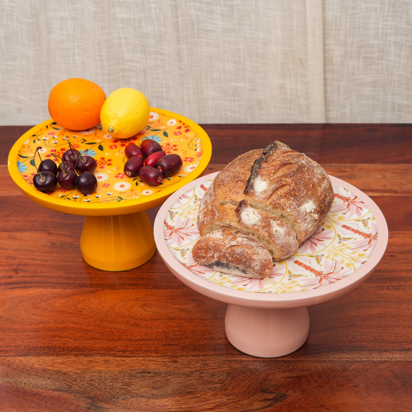 Handcrafted Sunburst Bloom Wooden Cake Stand