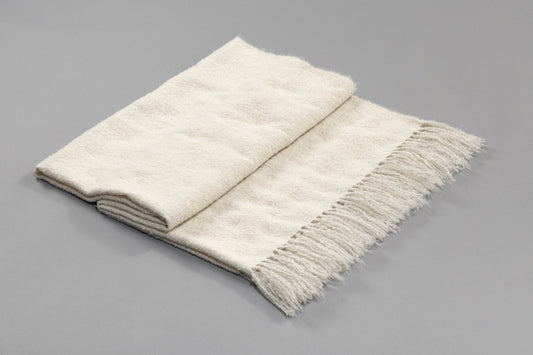 Handwoven Boucle Alpaca Throw - Ivory