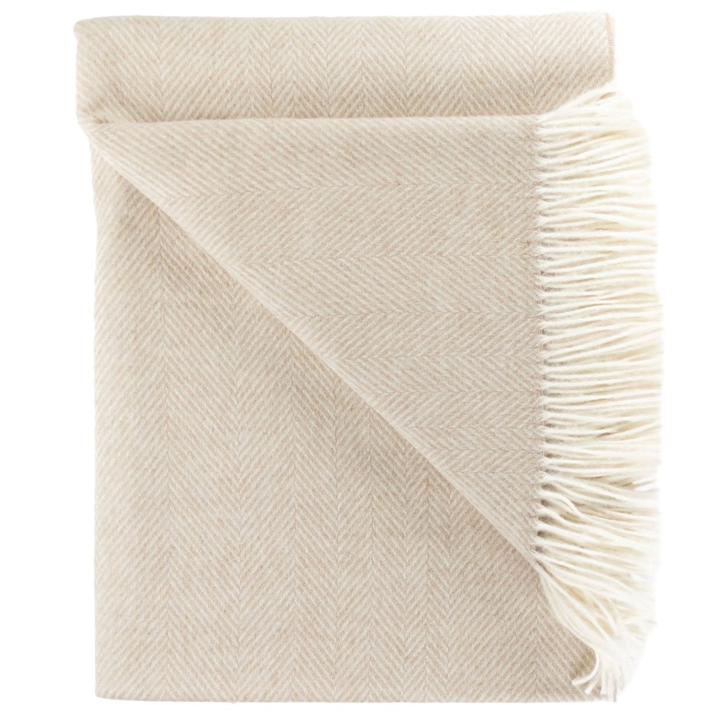 Southampton Home Merino Wool Herringbone Throw - Linen