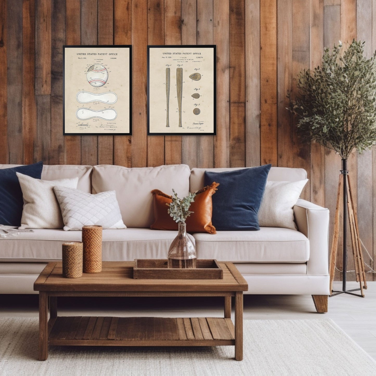 Baseball Patent in Black Frame