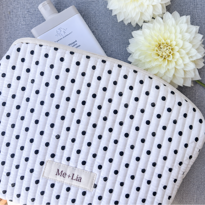 Polkadot Black Make-up Pouch - Large