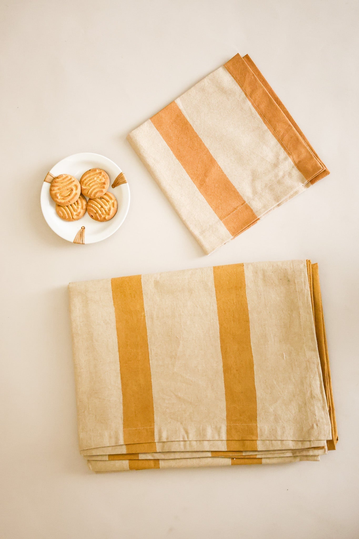 Oh! Stripes (Ochre) Block Print Napkins, Set of 4