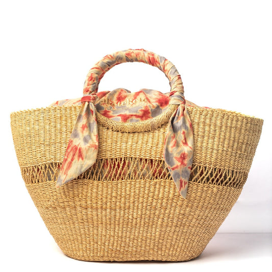 Butterfly Bag Medium - Natural w/ Light Grey and Red Lining