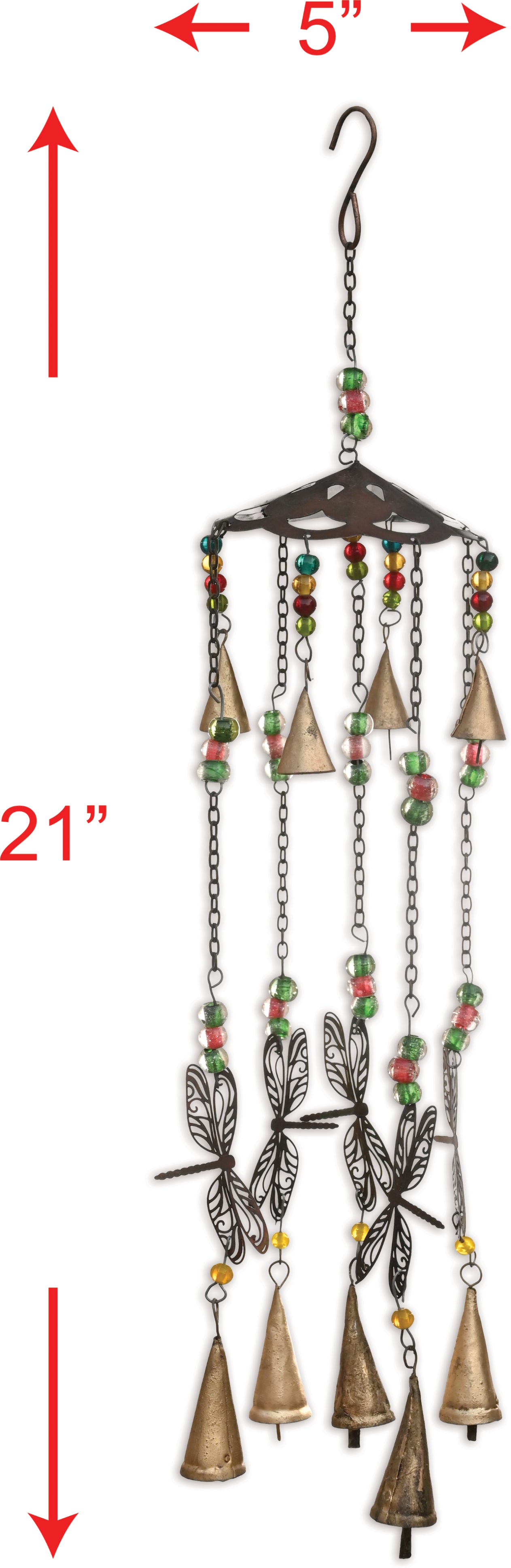 Blissful Dragonfly Bell Chime, Antique Finish