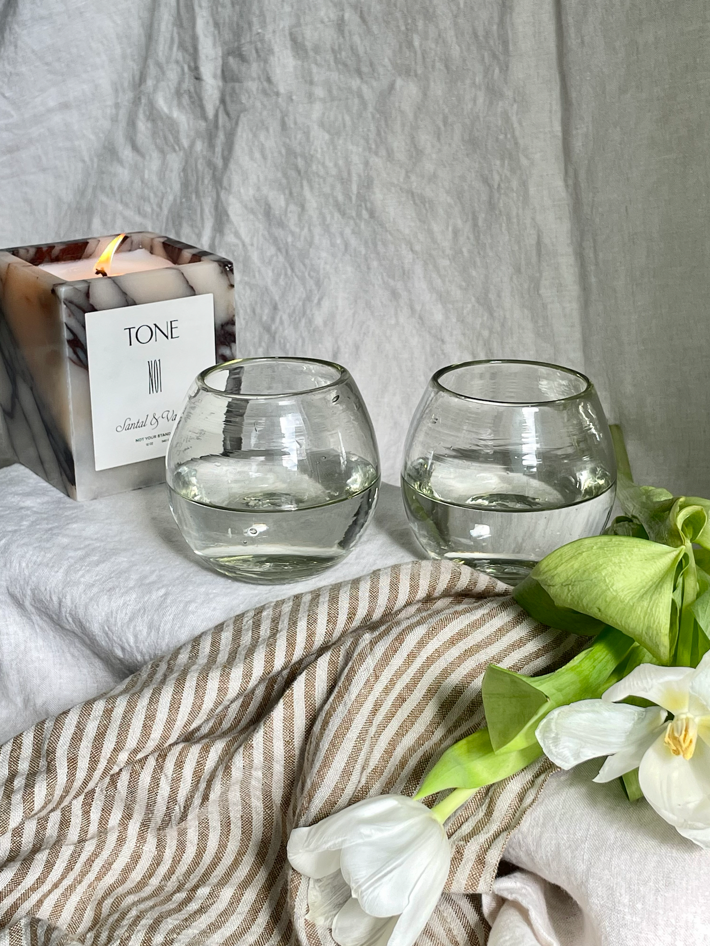 Ronde Blown Glass, Clear, Set of 2