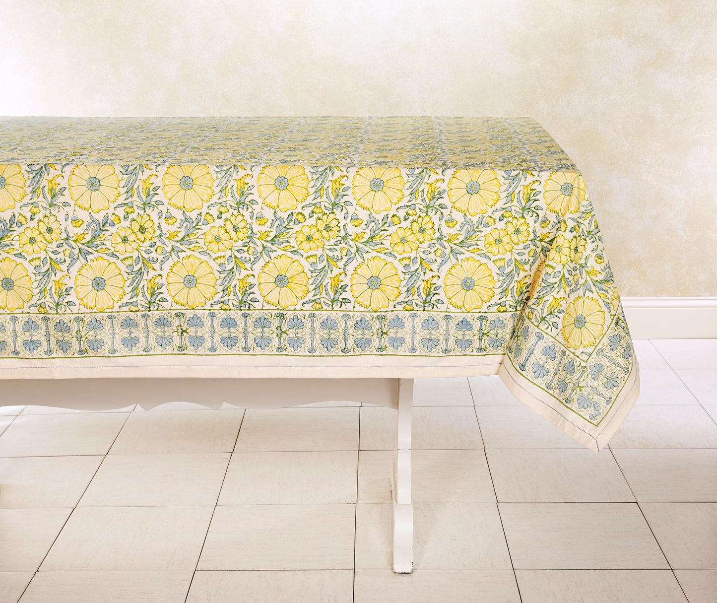 Hand Block Printed Cotton Tablecloth | Kora Cotton | Fair Trade | BREAZEALE