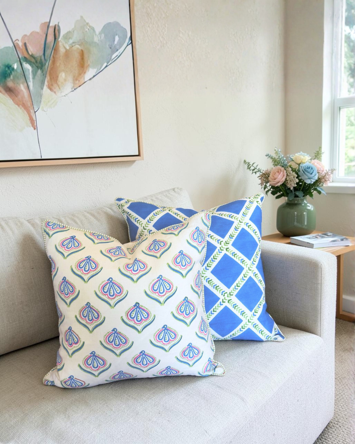 Mithya Linen Pillow Cover - Blue