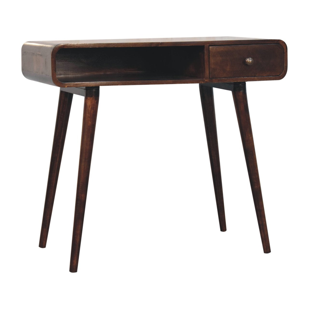 Solid Wood Curved California Walnut Writing Desk