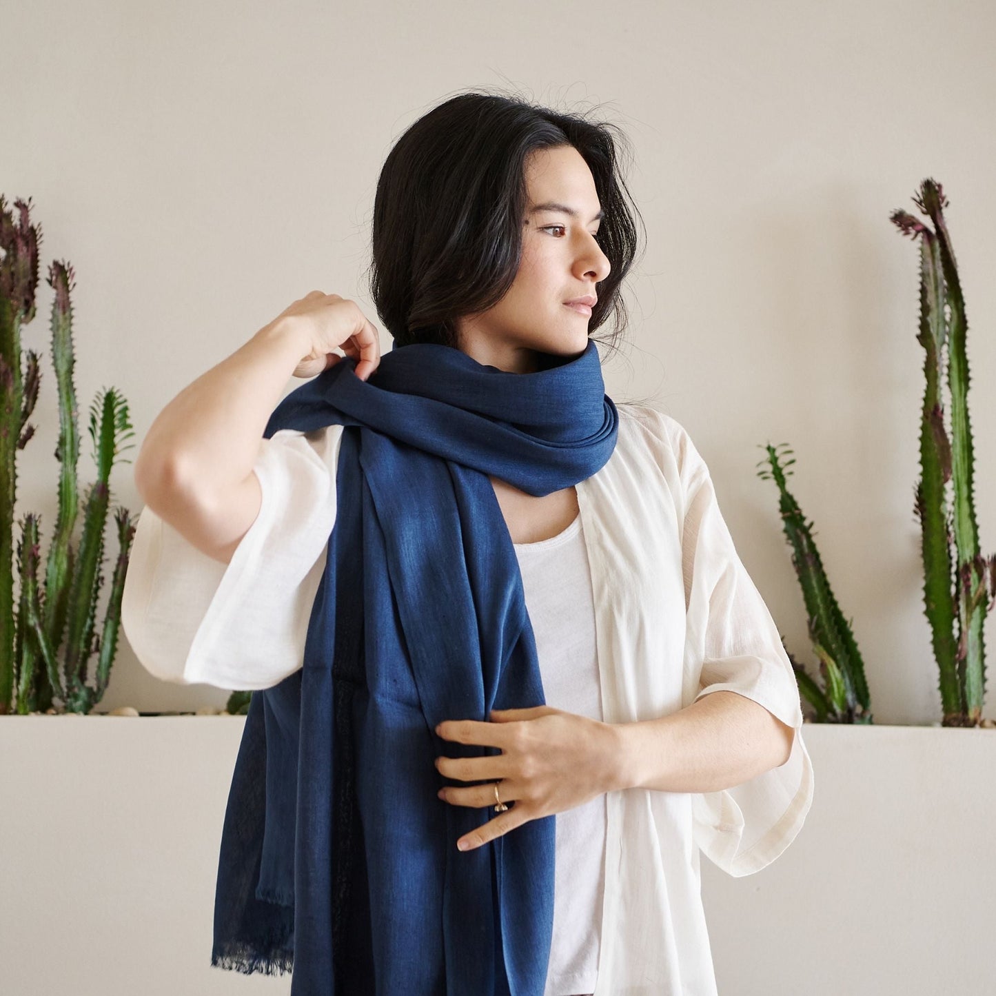 Hand Woven Linen Silk Blend Scarf
