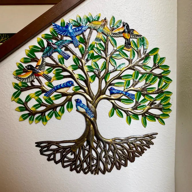 23" Haitian Metal Colorful handmade Tree of Life Wall Decor