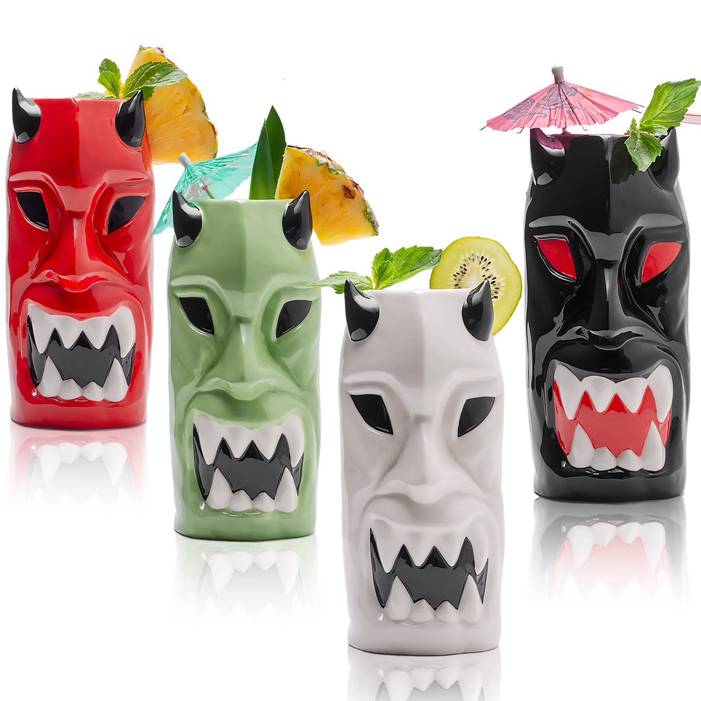Ceramic Horned Hawaiian Tiki Mugs