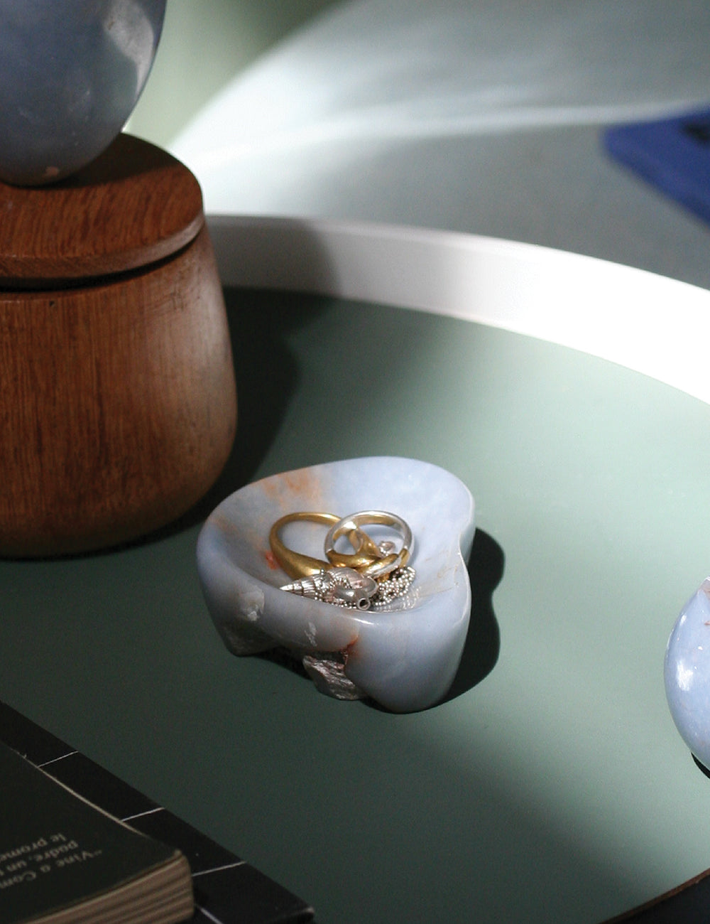 Blue Angelite Gemstone Catchall | Handcrafted Jewelry Dish | DAR Proyectos
