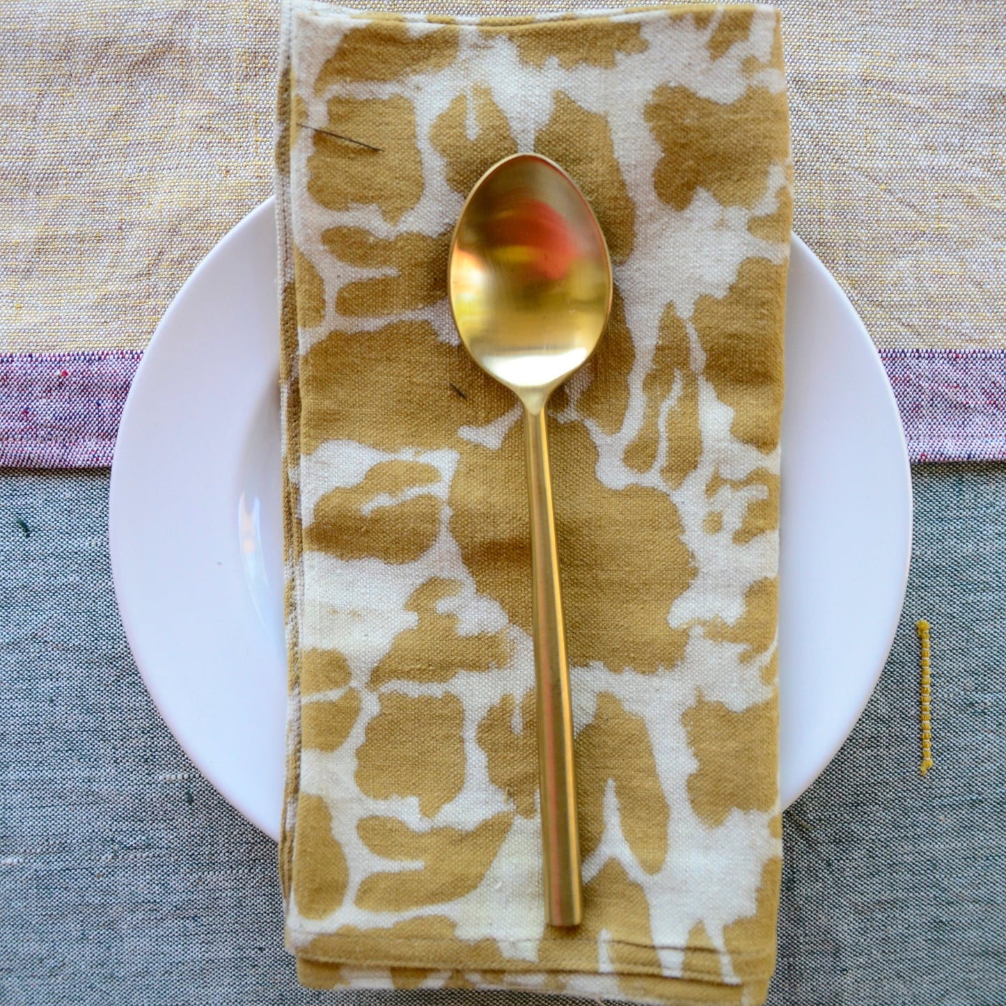 S/4 Yan Mustard Block Print Napkins