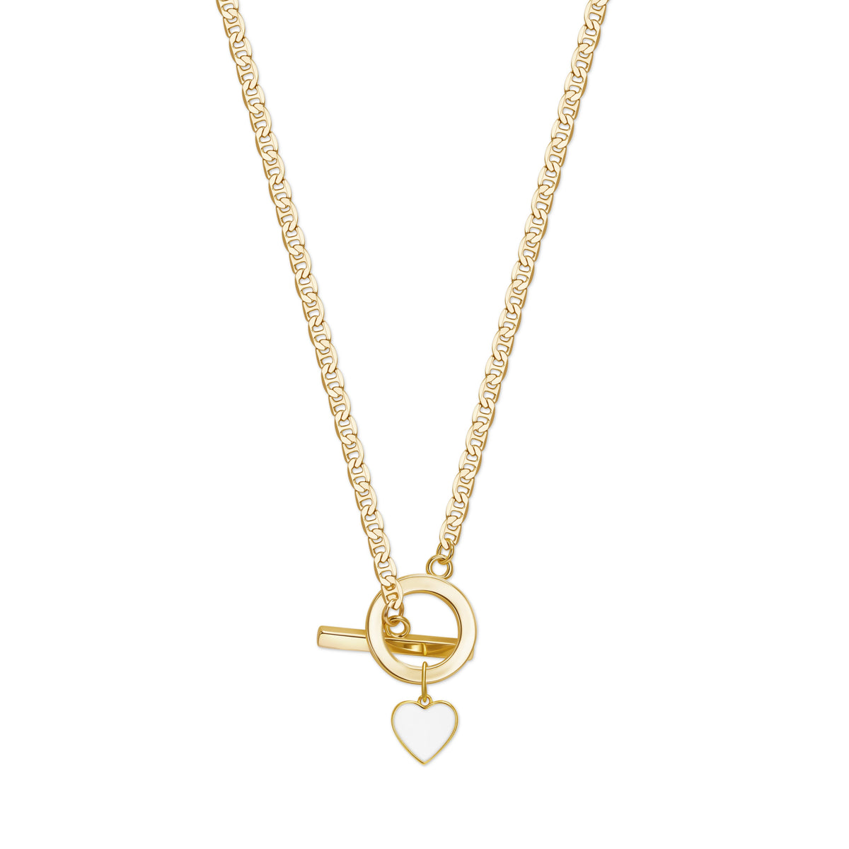 Gold Crush White Heart Necklace