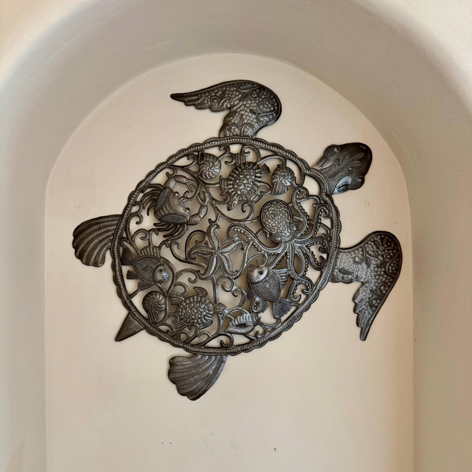 Sea Turtle Wall Art Haitian Metal Coastal Beach Decor 24x22
