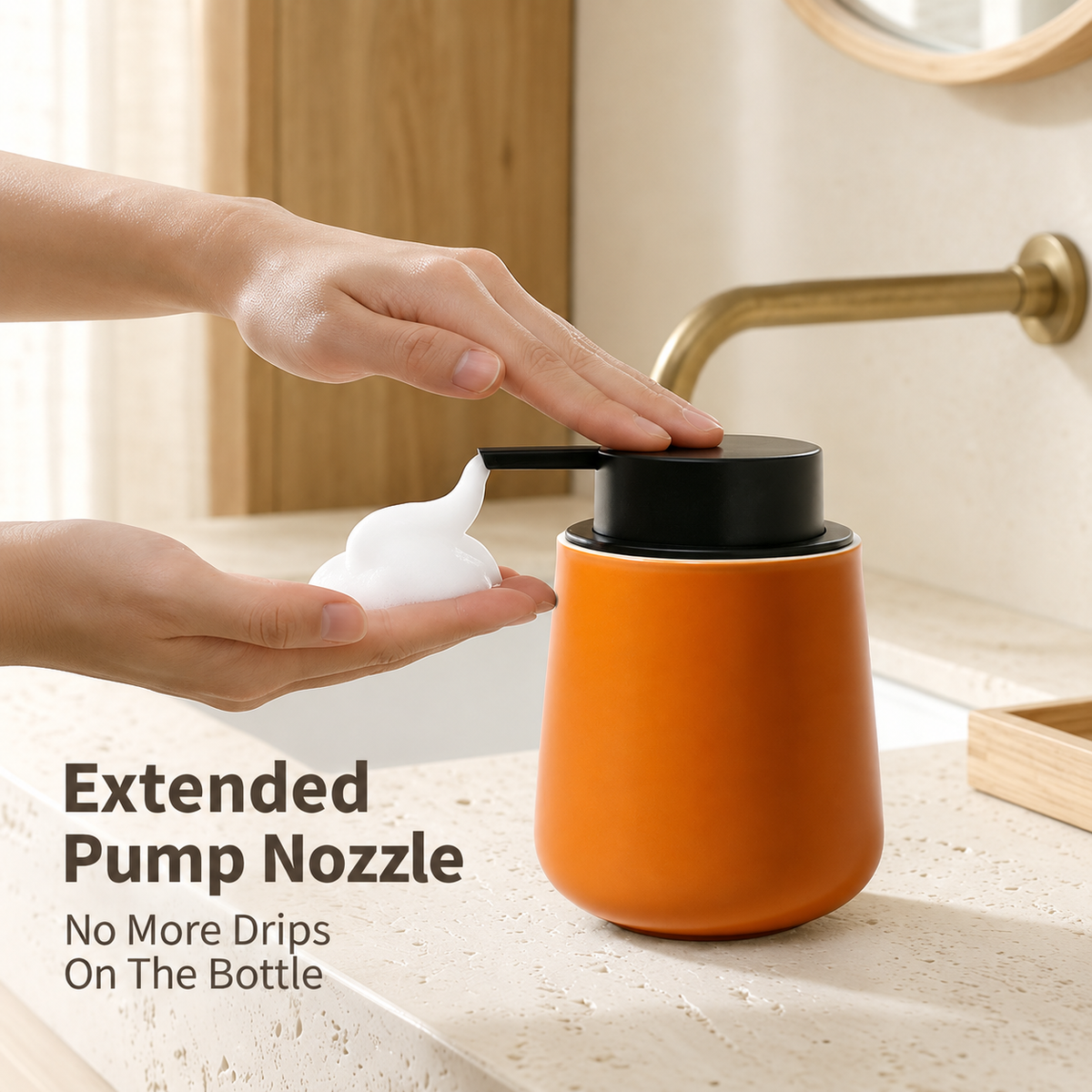 BosilunLife Nordic Bath Foaming Bathroom Set 3-Piece Orange Recycled RebornClay™