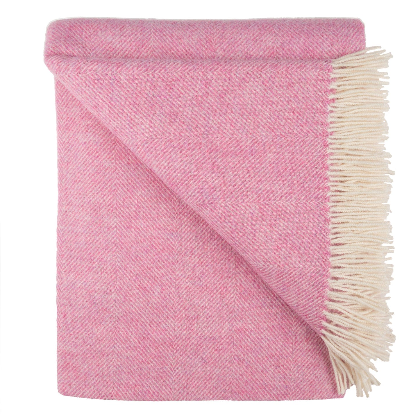 Southampton Home Shetland Lambswool Herringbone Throw – Light Pink