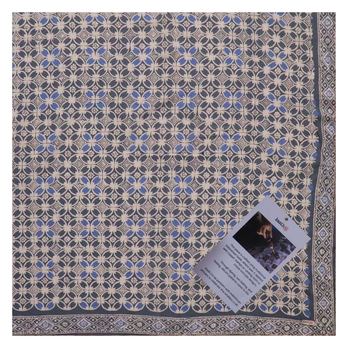 Large 39" Hand Dyed Batik Bandana Charcoal Gray, Size XL Scarf, Oversized