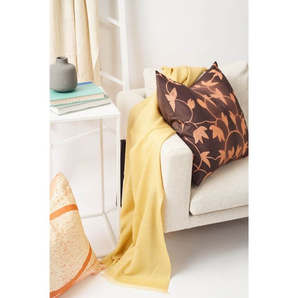 Dandelion Yellow Handloom Merino Light Weight Throw