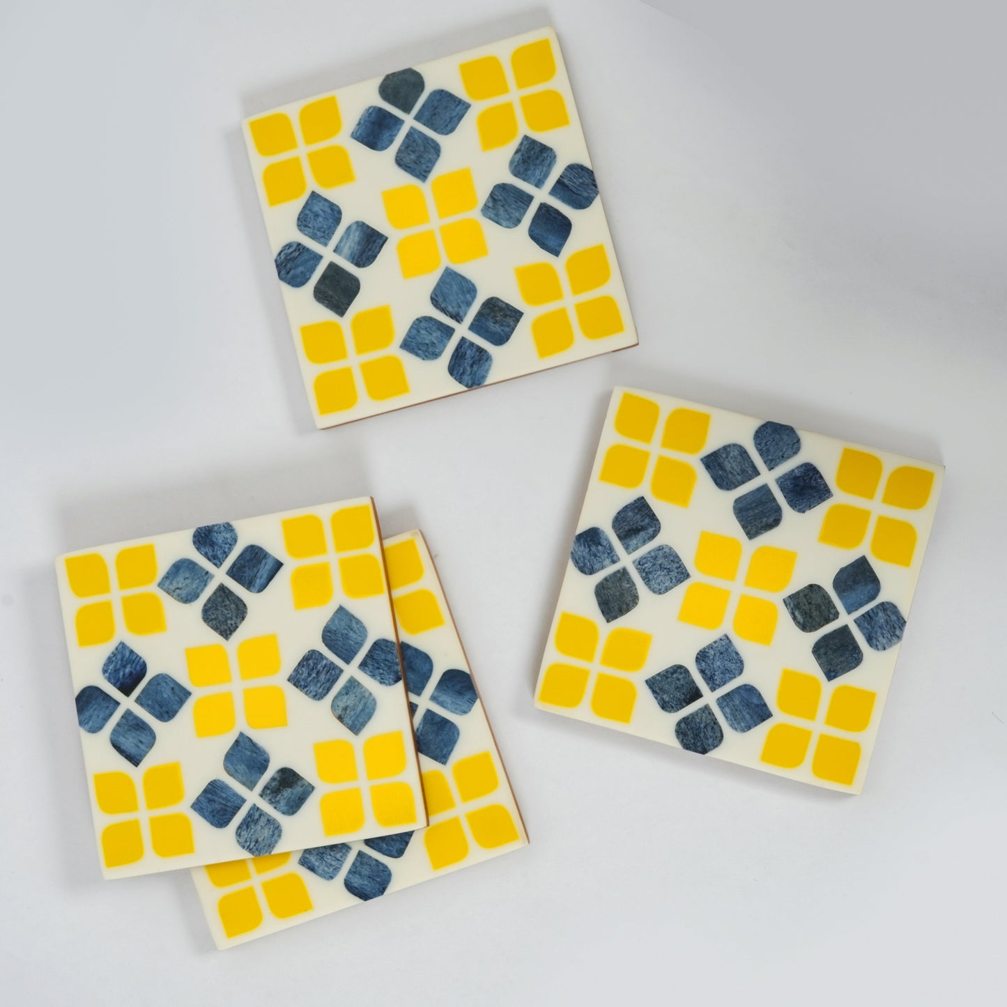 Marigold Mosaic Bone Inlay Coasters – Set of 4