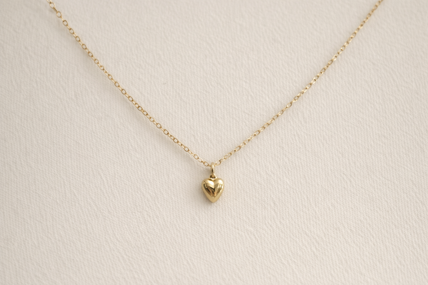 Lou Puff Heart Necklace | Gold Fill