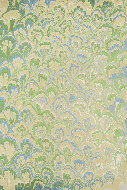 Hand Marbled Seaglass Peacock Gift Wrapping Paper Sheets