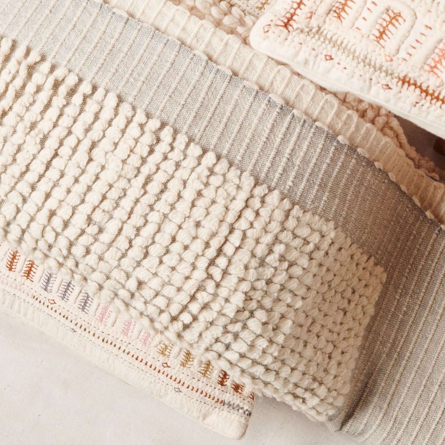 Butterscotch White Handloom Textured Plush Merino Throw