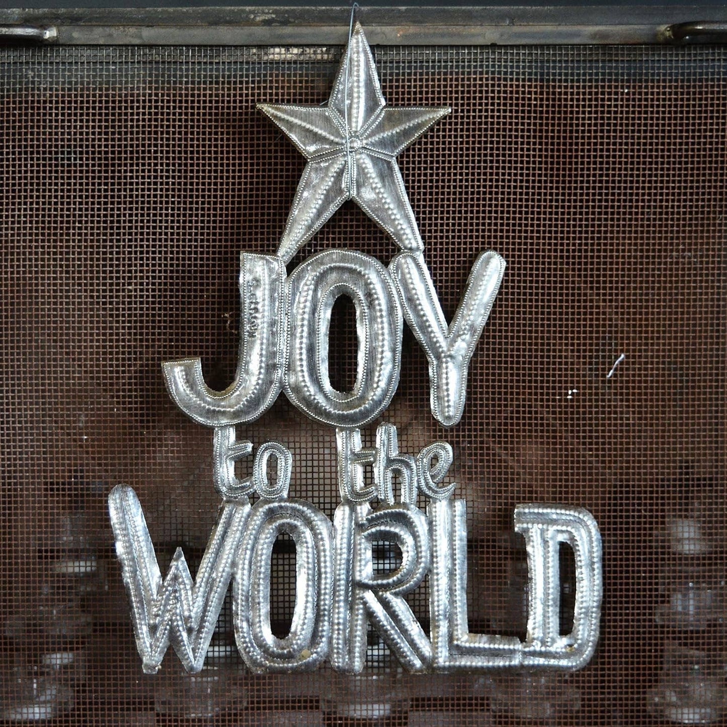 Joy to the World Haitian Metal Art, Handmade Upcycled