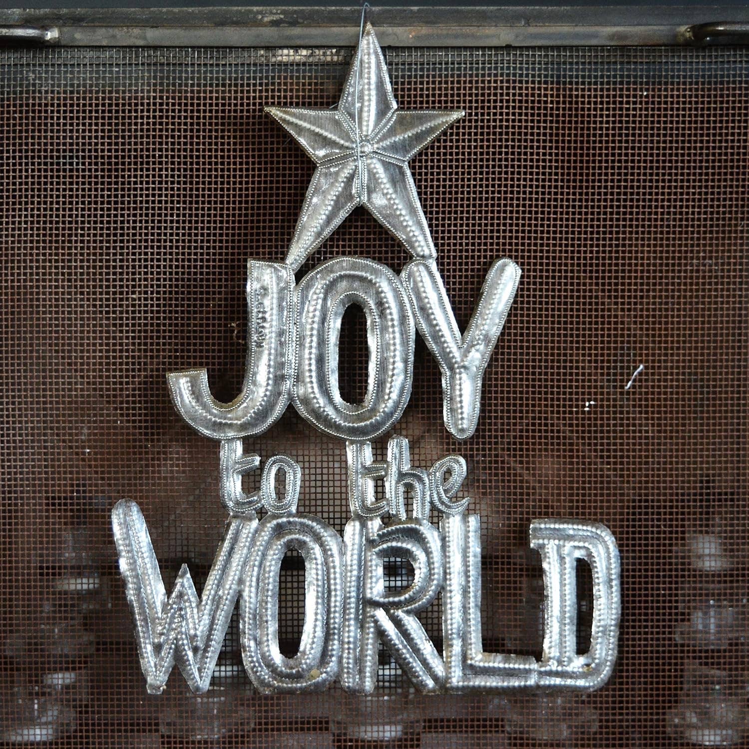 Joy to the World Haitian Metal Art, Handmade Upcycled