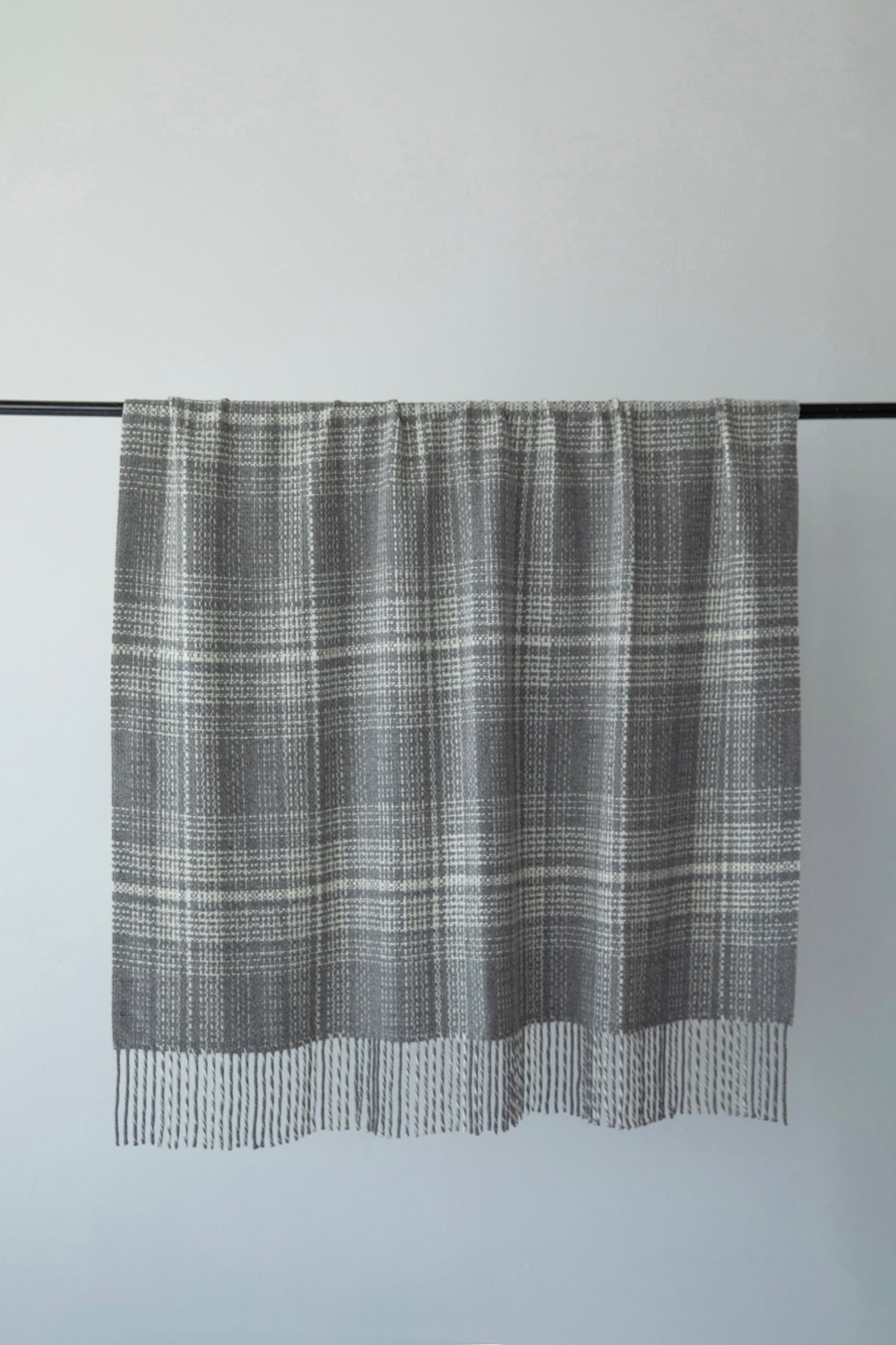 Rustic Alpaca Plaid Throw - Grey