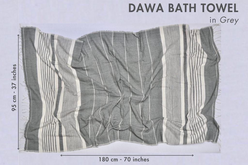 dawa bath towel in grey with dimensions
