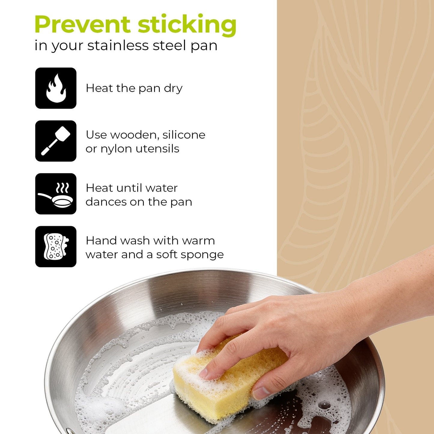 BE | LIVING - Essential Series - 10” / 26 cm Frying Pan - Triply Stainless Steel
