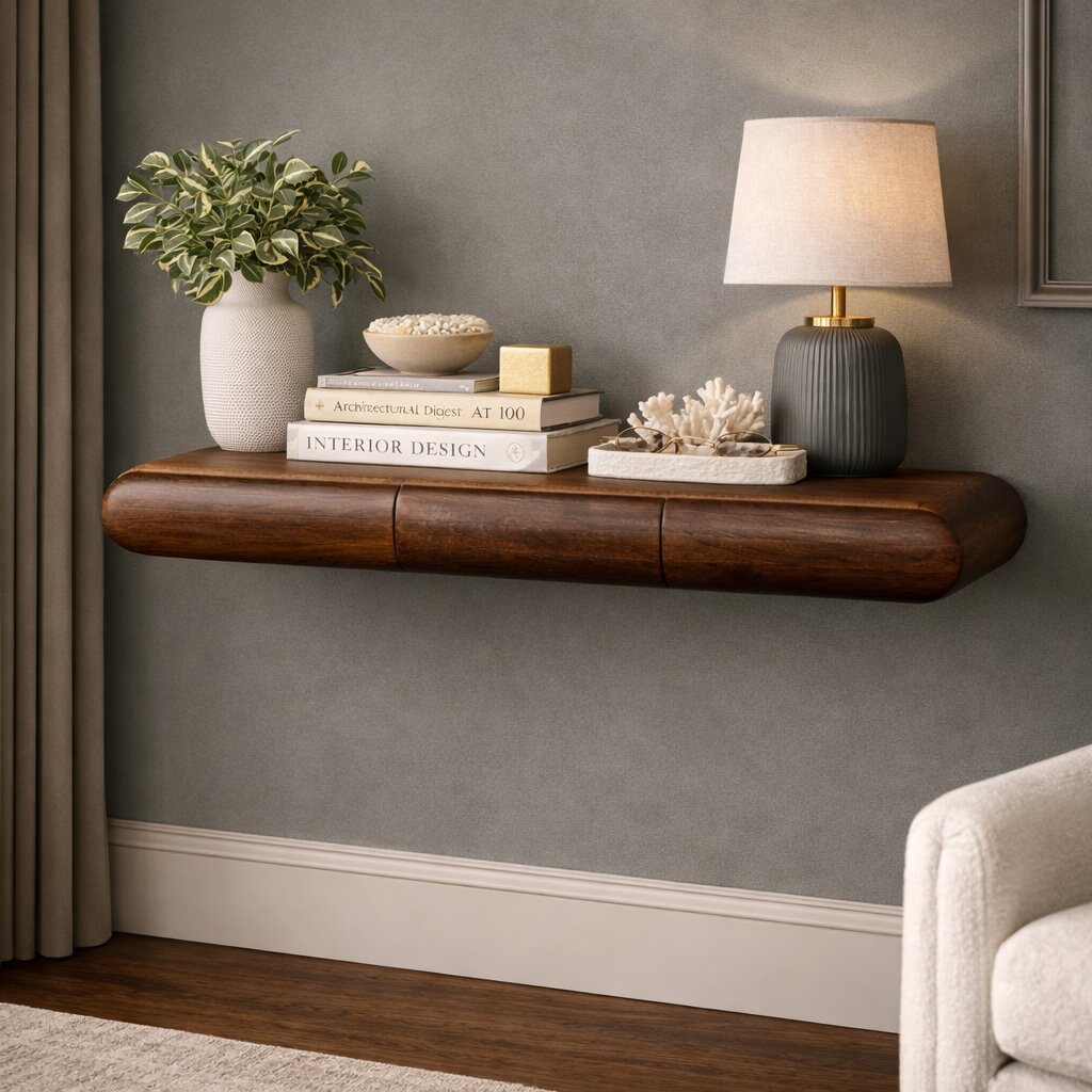 Solid Wood Solis Linear Console 3 Drawers brown