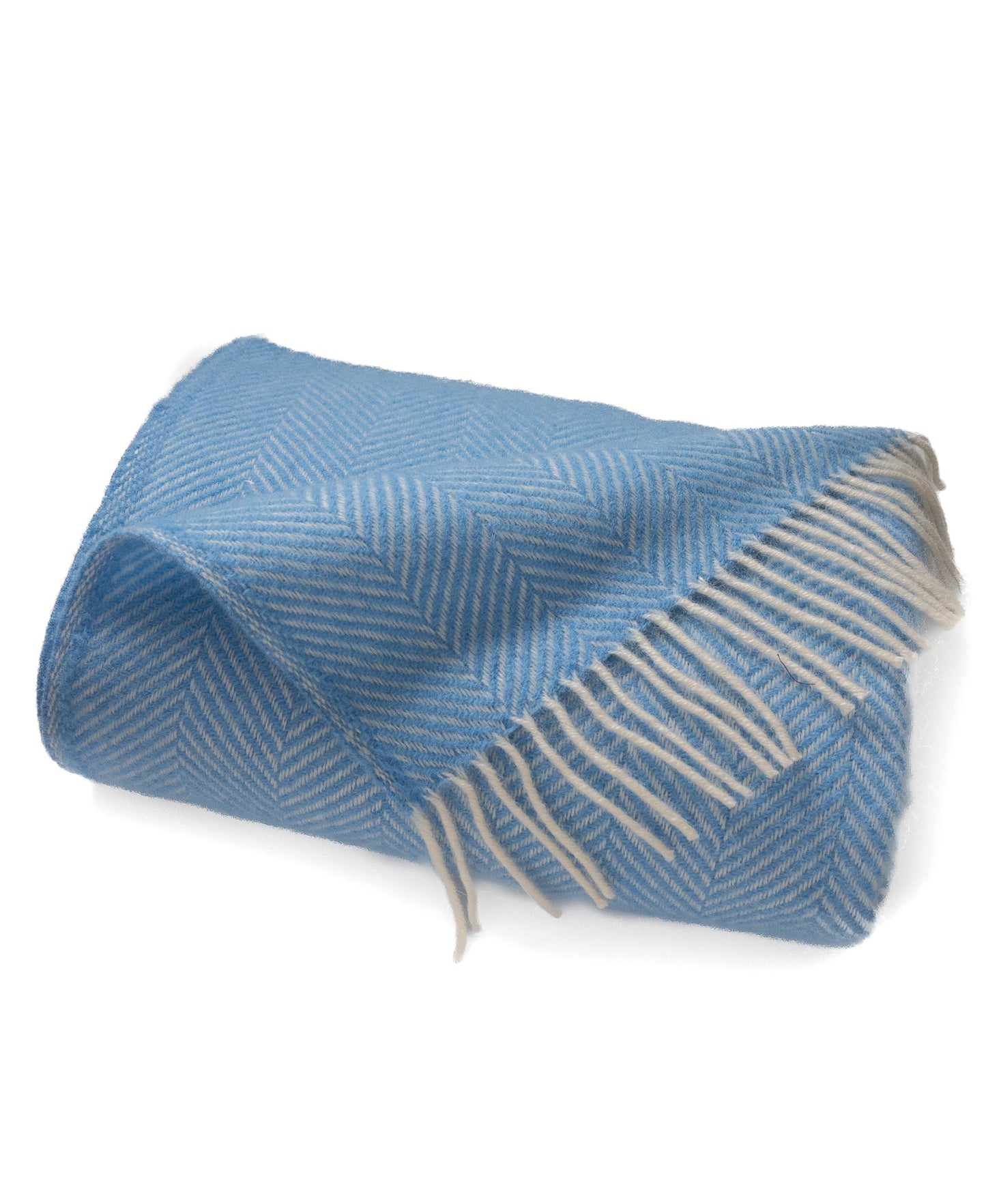 Highland Tweeds Herringbone Pure New Wool Throw - Sky Blue