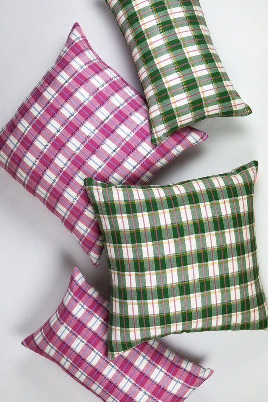 Archive NY San Andres Gingham Pink Square Pillow