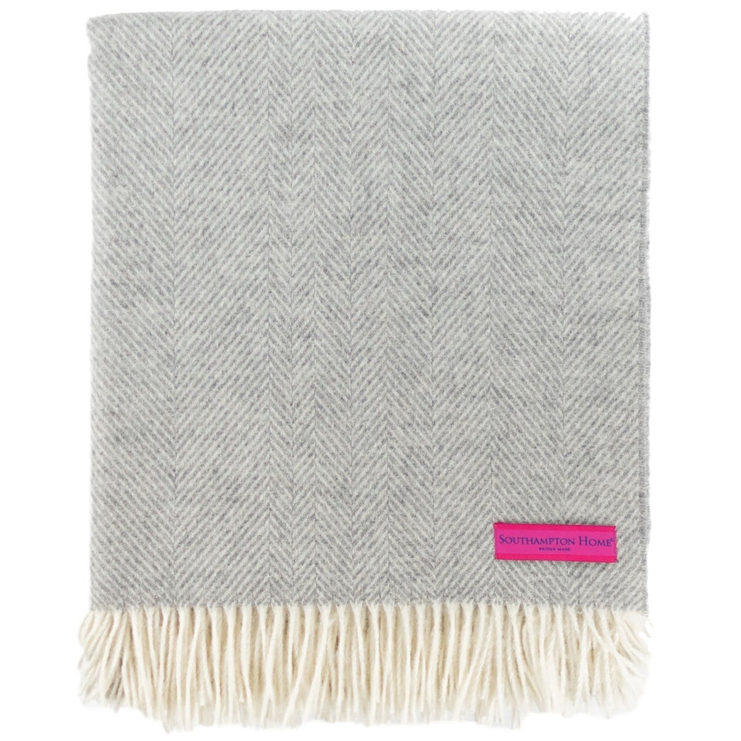 Southampton Home Merino Wool Herringbone Throw - Silver